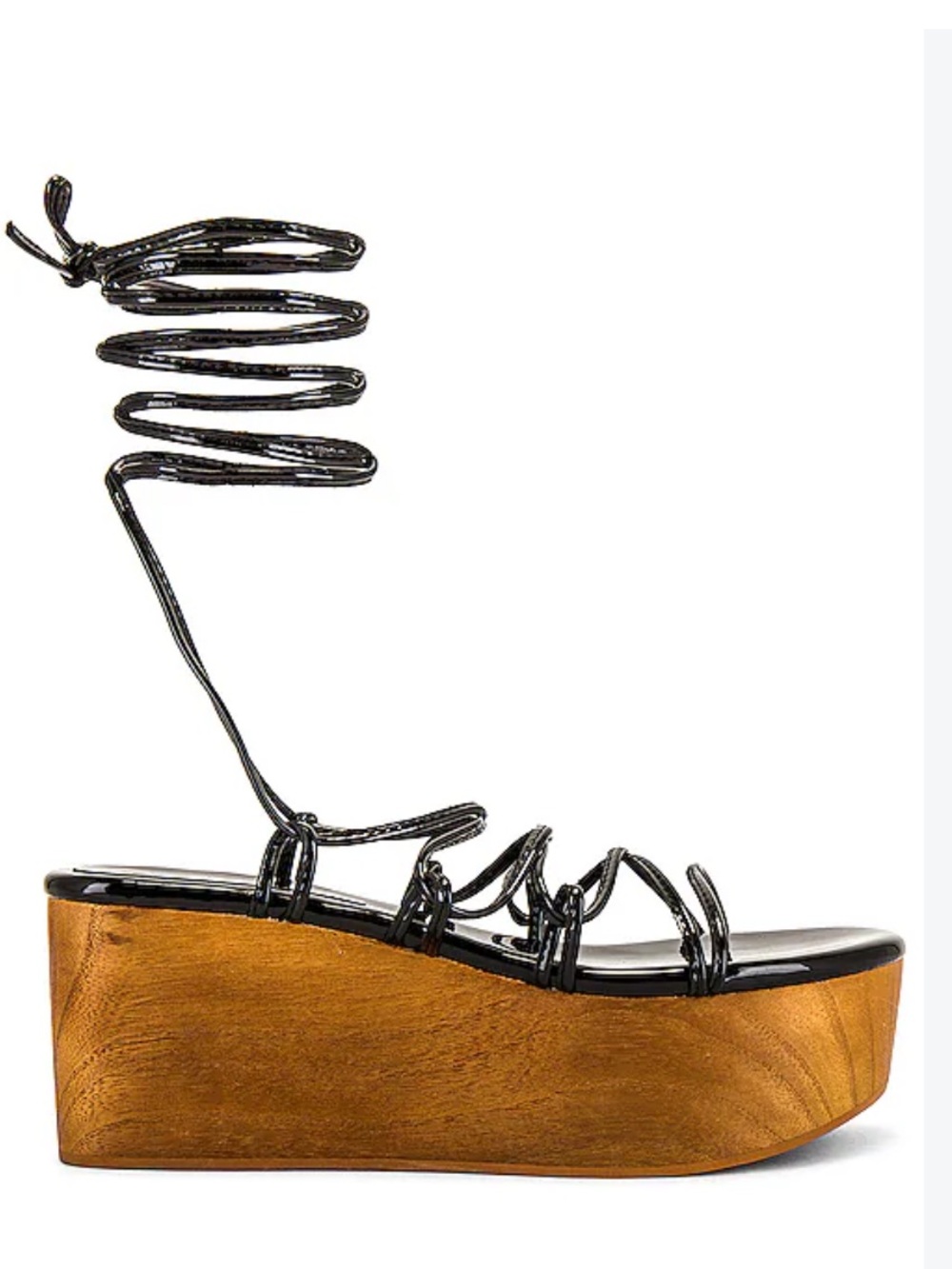 Jeffrey Campbell Bondage Wedge in Black Patent Leather Sz 7M